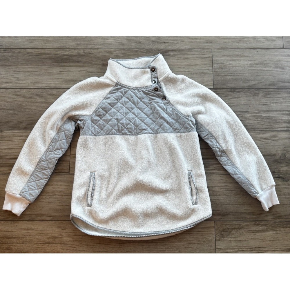 Abercrombie Fitch Asymmetrical Snap Up Sherpa Pullover Size Medium